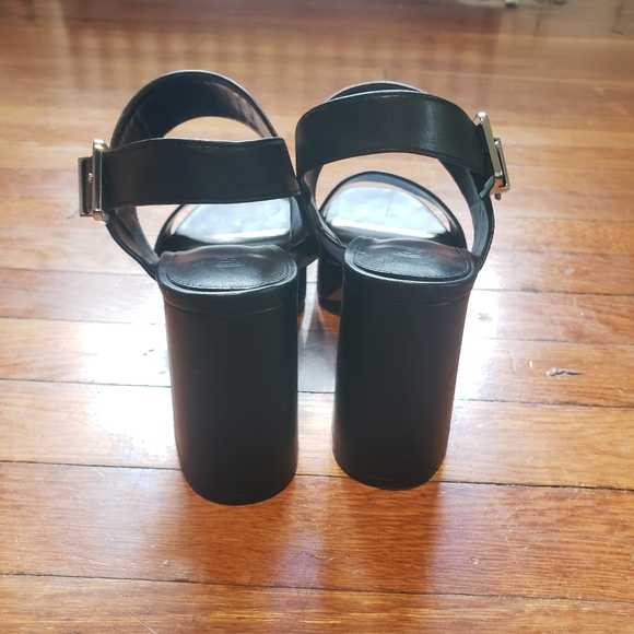 SOLD Urban Outfitters Austin Black Platform High Heel Sandals Sz 9 Chunky Block - Picture 6 of 8